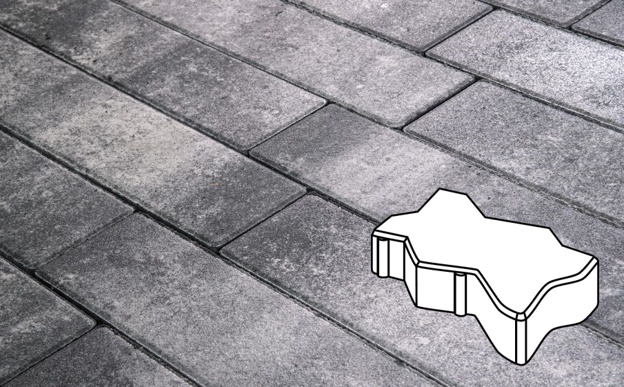 Плитка тротуарная Готика Natur, Волна/Зигзаг/Уни В.2.Ф.10/Г.2.Ф.10, Скала, 225*112,5*100 мм