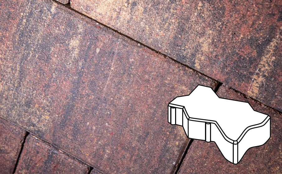 Плитка тротуарная Готика Natur, Волна/Зигзаг/Уни В.2.Ф.10/Г.2.Ф.10, Марс, 225*112,5*100 мм