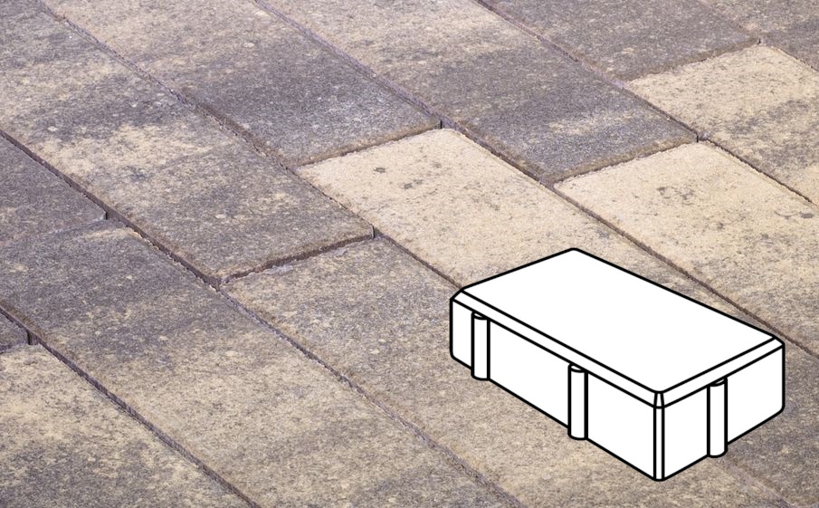 Плитка тротуарная Готика Natur, Брусчатка А.2.П.4, Танго, 200*100*40 мм