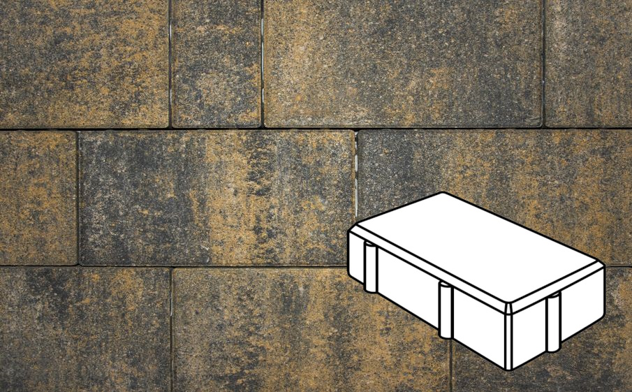 Плитка тротуарная Готика Natur, Брусчатка А.2.П.4, Лимончелло, 200*100*40 мм